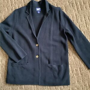 Lands' End Black knit Two-Button Blazer